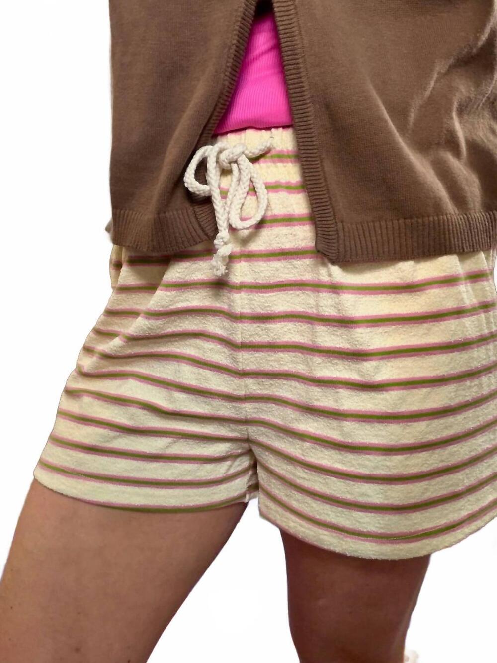 NEW WISHLIST garden stripe knit shorts in cream multi